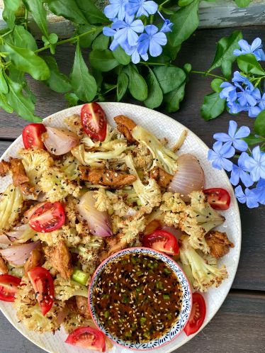 Grilled Cauliflower and Chicken Salad with Spicy Korean Dressingn Recipe