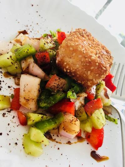 Fattoush Salad with Fried Feta Recipe