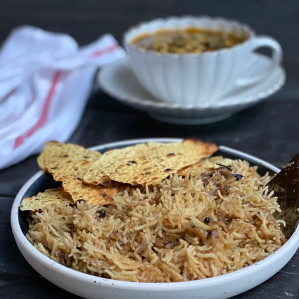pulav rice flavored with caramelized onions recipe