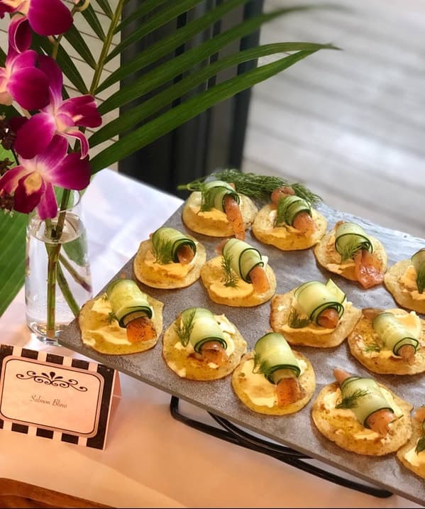 salmon blinis - finger foods catering in singapore